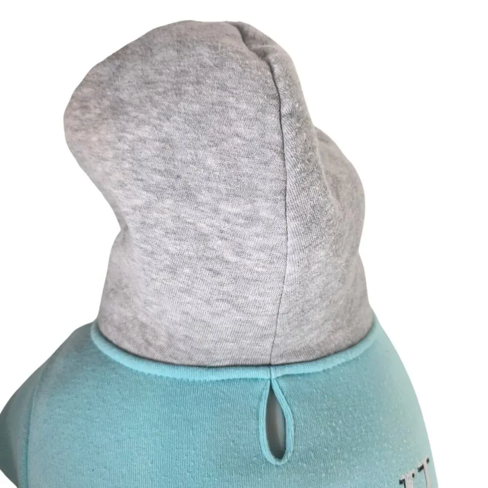 Dog Hoodie Pepperoni Pizza Humor Blue & Grey International Pet Supplies Size L